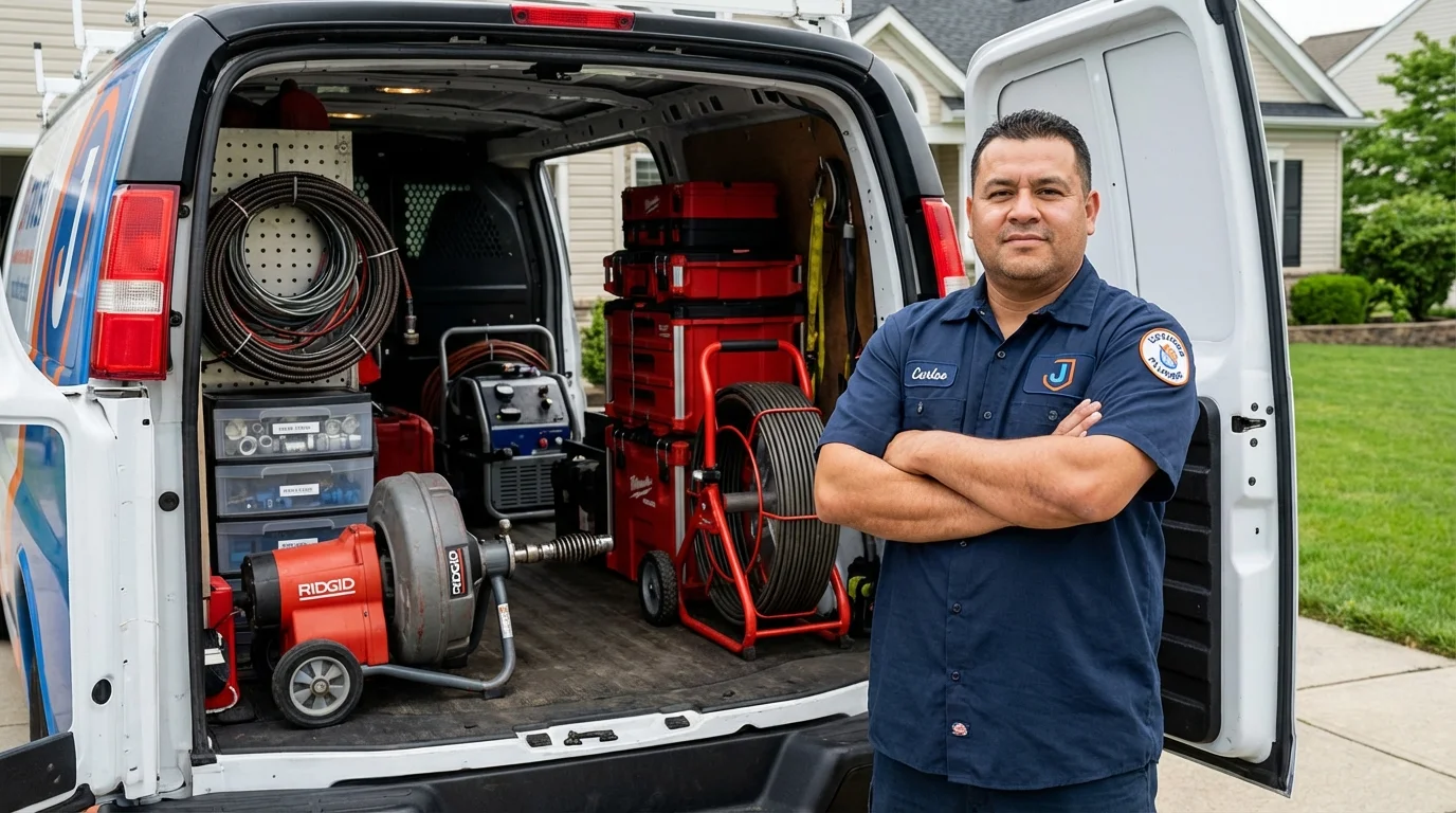 Professional drain cleaning equipment and Johns Plumbing LLC plumber in Saint Francis