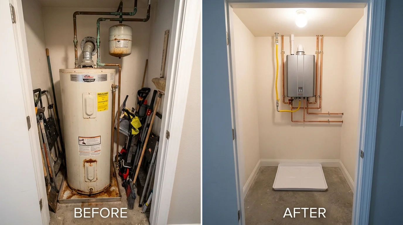 Tank water heater versus wall-mounted tankless unit comparison for Saint Francis, WI homeowners
